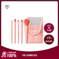 PRECIOSA ROSARY PEACHY PINK MINI BRUSH SET 5 PCS ** ไม่รวมส่ง พรีโคซ่า เซตแปรงแต่งหน้า 5 ชิ้น สีชมพูพีช