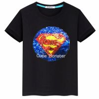 HOT เสื้อยืด Superman Batman สีดำ ปักเลื่อม