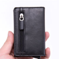 2021 Rfid Blocking Credit Card Holder Case Carbon Fiber Men Leather Metal Smart Slim Wallet Male Coin Purse Mini ID Cardholder
