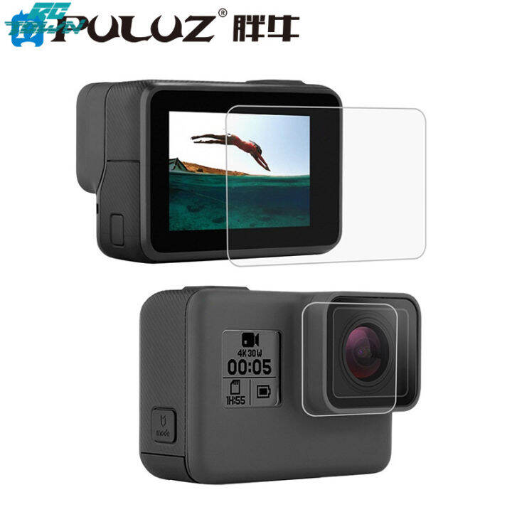 rctown-100-เป็นของแท้puluz-กระจกเทมเปอร์ตัวป้องกันกรอบเคสสำหรับ-gopro-hero-5-6-7เลนส์กล้องถ่ายรูปหมวกฟิล์มป้องกันหน้าจอ-lcd