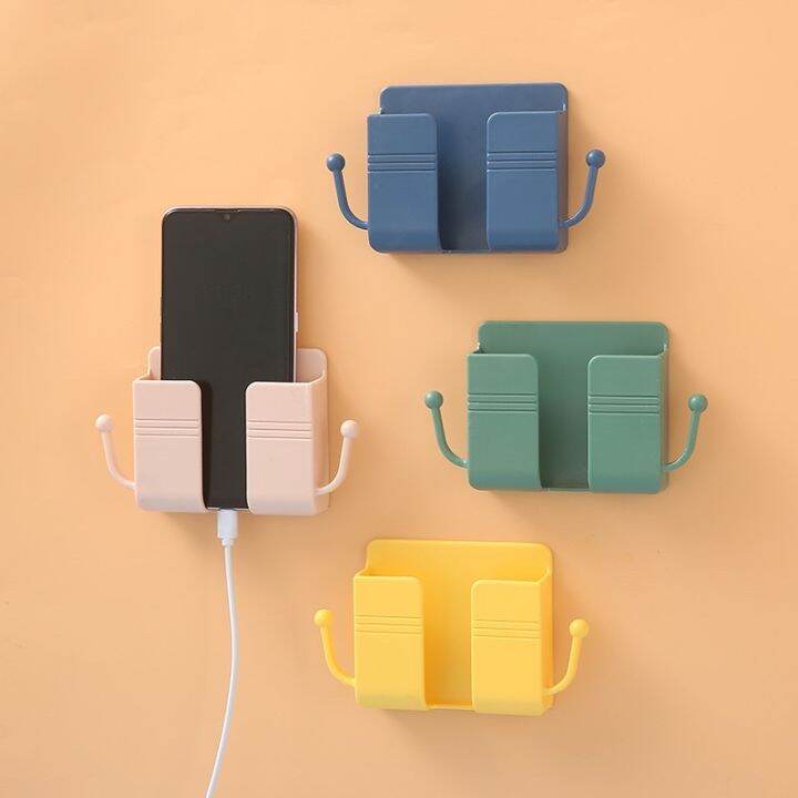 Wall Mounted Phone Holder Organizer Storage Box Remote Control Mounted Mobile Phone Plug Wall