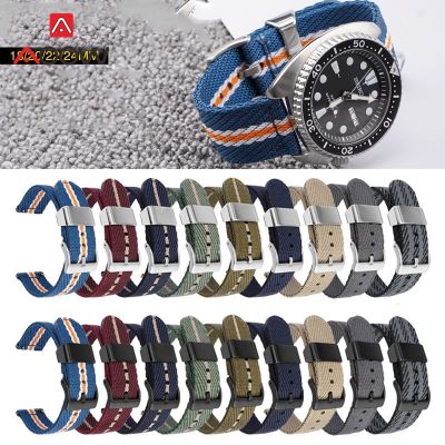 Woven Nylon Strap Stainless Steel Hoop 18/20/22/24mm Men Quick Release Replacement Band for Samsung S3 Huawei Watch GT 2 46mm