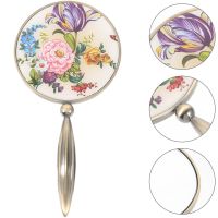 Portable Hand Held Mirrors Handle Vintage Vanity Round Girl Metal Compact Miss Makeup Mirrors