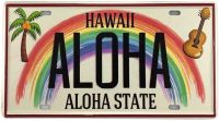 ตกแต่งผนังป้ายทะเบียนรถ Hawaii Aloha แบบย้อนยุคสำหรับใช้ในบ้านและคลับขนาด12X6นิ้วป้ายดีบุกแนวย้อนยุค