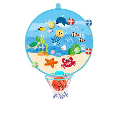 กระดานปาลูกดอกบาสเกตบอลแบบ2-In-1สัตว์การ์ตูนที่สร้างสรรค์ลูกบอลเป้าหมายเหนียวของเล่นโยนเกมในร่มกลางแจ้งสำหรับเด็ก
