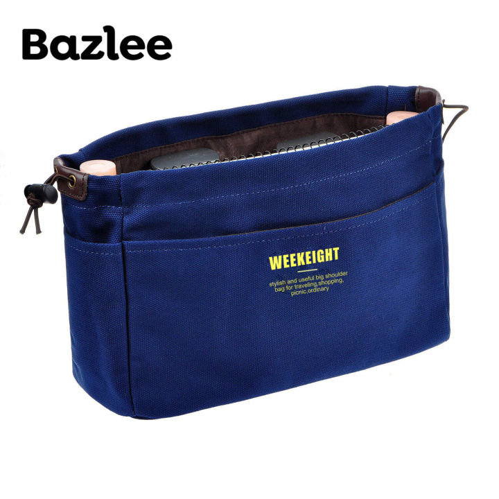 ที่เก็บกระเป๋าถือผ้าใบ-bazlee-ถุงในกระเป๋ากระเป๋าสตางค์ทนทานกระเป๋าแบ่งกระเป๋า13ใบ-2ขนาด