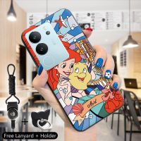 GGK เคสสำหรับ Vivo V29 5G Y78 5G Y78 5G + 5G แหวนใส่นิ้ว TPU นุ่มเคสลายนางเงือกเทพนิยายอาเรียลดอกมะลิเจ้าหญิงเคสซิลิโคนกันกระแทกยางนิ่มฝาครอบโทรศัพท์