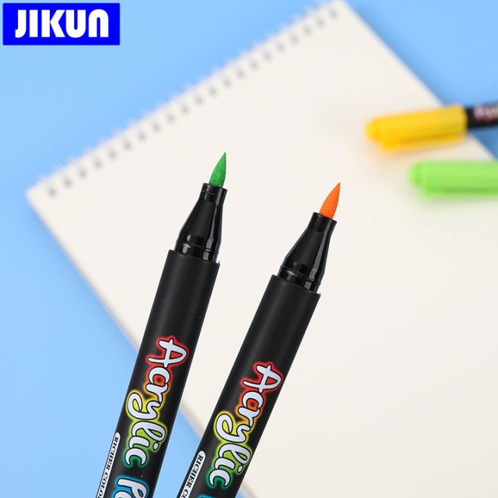 ปากกาแปรงมาร์เกอร์สีทาอะคริลิค12-24-36สำหรับเพ้นท์หินแก้วเซรามิคผ้าใบไม้อุปกรณ์ทำศิลปะแบบทำมือ