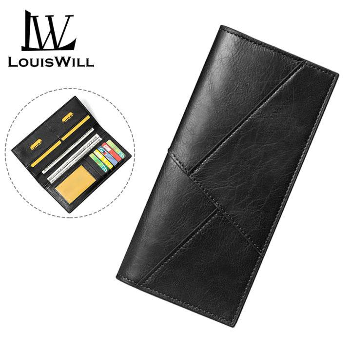 Men's Wallet Long Three-fold Vertical Open Soft Wallet Multi-card