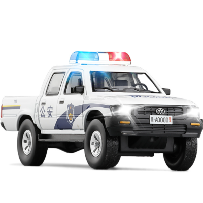 New 1/32 Toyota Hilux Pick Up Truck With Diecast Metal Model Car Toys With Sound Light for Kids Gifts With Box V205