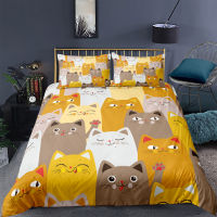 3D Cartoon Bedding Set Grey Cat Printed Duvet Cover Set Soft Quilt Cover For Kids Boy Girl Bedroom Single Twin Queen King Size