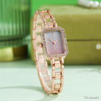 ⌚ Women fashion pink diamond gradient watch contracted small dial square set auger ms steel web celebrity