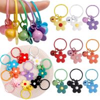 Korean INS Key Chains Fresh Colorful Small Flower Bell Keychain Pendant Candy Color Fashion Versatile Portable DIY Accessories Key Chains