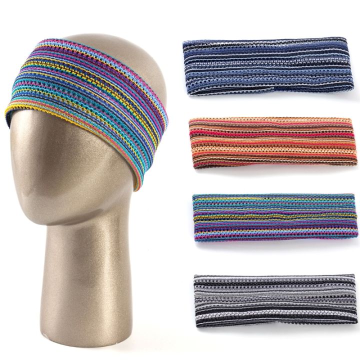 geebro-vintage-multicolor-stripe-sports-hairband-for-men-women-special-desgin-outdoor-headband-bohemia-flat-headband-elastic