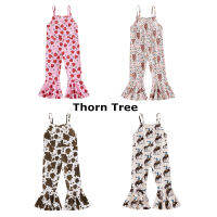 Thorn Tree เด็กวัยหัดเดินเด็กทารกหญิง Jumpsuit คลาสสิกพิมพ์สายรัดแขนกุด Romper Bell Bottoms เสื้อผ้า