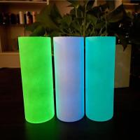 20oz DIY Sublimation Tumbler Glow In The Dark Glass Straight Skinny Tumbler Stainless Steel Luminous Cup For New Year Gifts