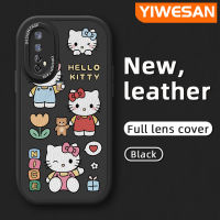 YIWESAN เคสสำหรับ Realme 7 4G Realme C17 7i Narzo 20 Pro เคสการ์ตูนแมวน่ารักกับดอกไม้ดีไซน์ใหม่เคสโทรศัพท์หนังนิ่มป้องกันกล้องคลุมทั้งหมดเคสป้องกันการกระแทกเคสสีขอบนิ่ม