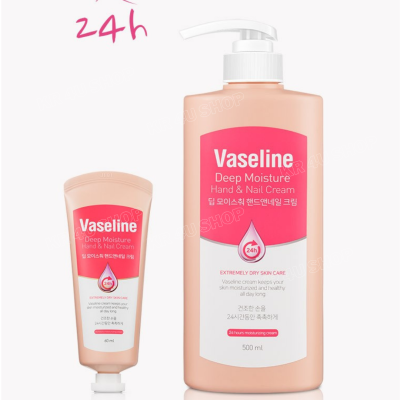 วาสลีนเกาหลี วาสลีน Vaseline deep moisture hand&amp;nail cream ขวดใหญ่ 500 ML วาสลีน ครีม บำรุงมือ และเล็บ วิจัย และผลิตขายในเกาหลี