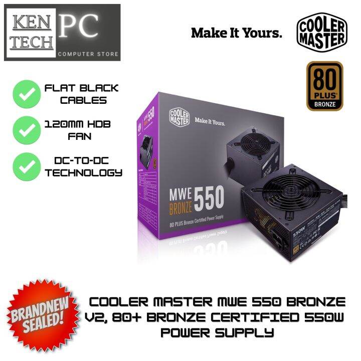 Cooler Master MWE 550 Bronze V2, 80+ Bronze Certified 550W Power Supply ...