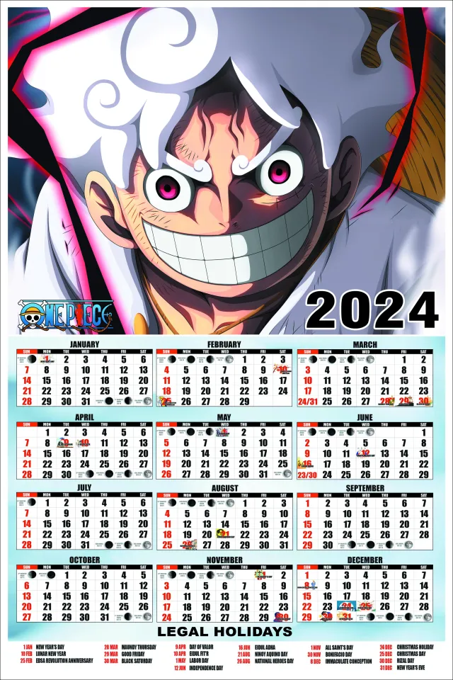 Calendar 2024 One Piece Anime