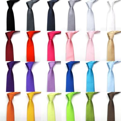 2019 Tie for Men Slim Tie Solid color Necktie Polyester Narrow Cravat Royal Blue Yellow Gold