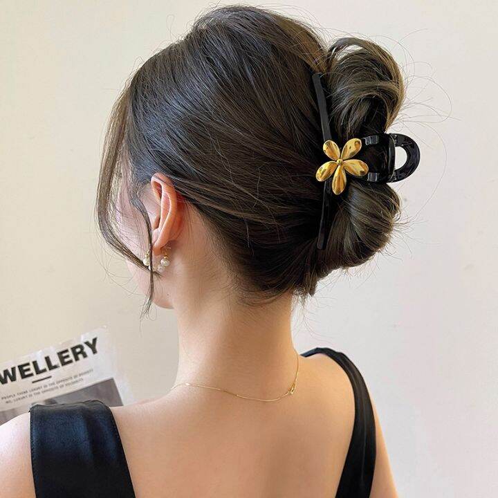 cod-fashion-flower-square-grab-clip-french-ins-art-retro-shark-back-head-all-match-hair-accessories