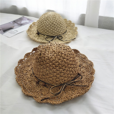 [hot]Folding Straw Hat Womens Summer Outing Sun Visor Holiday Cool Hat Seaside Beach Hat Tide Hand Made Child Summer Hats