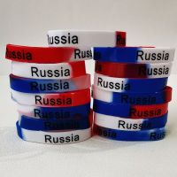 20PCS  Lot The Russian Federation Russia RUS Letter Print Silicone Bracelets Sports Rubber Band Fitness Flag Cheer Up Wristband Bar  Wine Tools