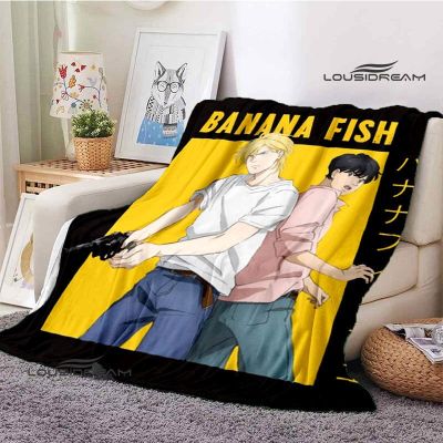 （in stock）Banana fish shaped cartoon printed blanket, warm family blanket, bed birthday gift blanket（Can send pictures for customization）