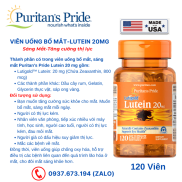 Viên uống bổ mắt, sáng mắt-Puritan s Pride Lutigold Lutein 20mg 120 Viên Lọ