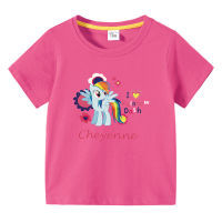 Rainbow Ponys เด็กเสื้อยืดแขนสั้นกับแสงชายหญิงฤดูร้อน Lesure ท็อปส์เด็กผ้าฝ้าย100% Lesure