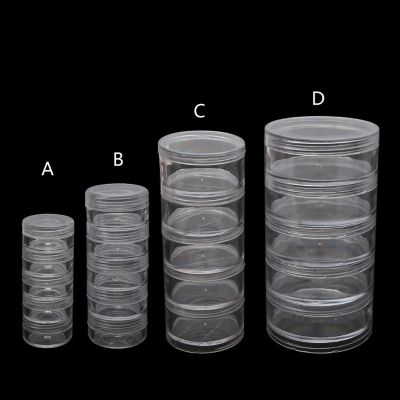 blg 5 Layer Stackable Bead Containers Small Item Plastic Round Clear Storage Jar Box 【JULY】