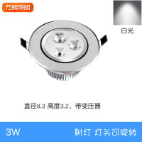 3EW1 ไฟสปอร์ตไลท์ขนาดเล็ก LED โคมไฟดาวน์ไลท์รูกลมเพดานโคมไฟตาวัวฝังช่องเปิดเพดานบางเฉียบ 6.55cm7.5 ตัวผู้