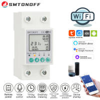 63A TUYA WiFi Smart Earth รั่วภายใต้ตัวป้องกันแรงดันไฟฟ้ารีเลย์อุปกรณ์ Switch Breaker Energy Power KWh Meter Smart Life