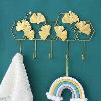 【YF】 Gingko Leaf Iron Art Wall Coat Rack Hanging Hooks For Behind The Door Of Dressing Room Creative Clothes Hanger