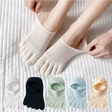 2 Pairs Women Toe Socks Five Finger Socks Soft And Breathable Low Cut Ankle  Socks Silk Stockings For Girls Women