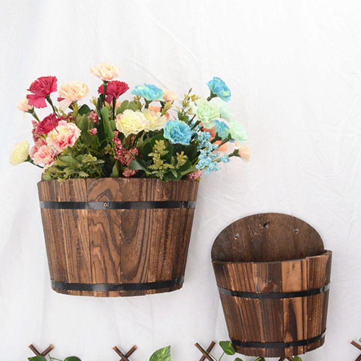 Wooden Barrel Planter Flower Pots Home Office Garden Wedding Decor |  