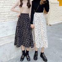 COD DSFERTGERRYYY [plus size dress} 2022 New Style High Waist a-Line Skirt Mid-Length Slimmer Look Female Chiffon Floral Long Summer