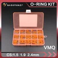 Orange silicone rubber 125pc O-ring seal CS1.5/1.9/2.4mm VMQ gasket waterproof high temperature environmental protection toolbox Bearings Seals