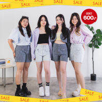 [SALE] GENEDENIM กางเกงยีนส์ขาสั้นเอวสูง ผ้าลายทาง กระเป๋าหน้า รุ่น YURI  (SS22SP038)