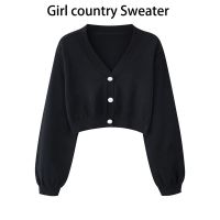 original Uniqlo New Fashion Shawl suspender skirt with knitted cardigan womens spring and autumn new v-neck black waistcoat high waist short top