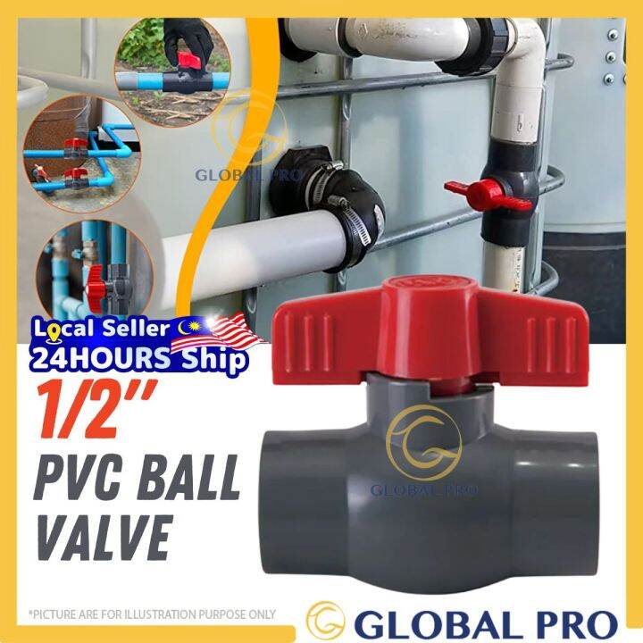 1/2" PVC BALL VALVE Socket End Compact THandle Water ShutOff Valves