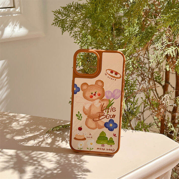 เคส-blush-little-bear-tulip-สำหรับ-iphone14promax-cartoon-bowknot-เคส-little-bear-สำหรับ-iphone12promax-เคสโทรศัพท์สีน้ำตาลสำหรับ-iphone13-เคสโทรศัพท์สีน่ารักสำหรับ-iphone11