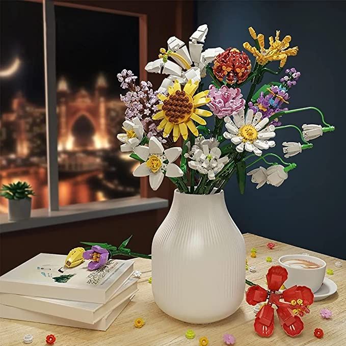กุหลาบบล็อคตัวต่อเข้ากันได้กับเลโก้-diy-ช่อดอกไม้สร้างสรรค์อมตะดอกไม้ของขวัญวันวาเลนไทน์สำหรับแฟน