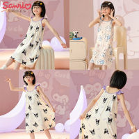 อะนิเมะ Series Kawaii Sanrio Kuromi เด็ก Camisole Nightgown การ์ตูน Cinnamoroll หลวม Loungewear ชุดเจ้าหญิงน่ารัก