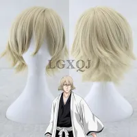 Anime BLEACH Urahara Kisuke Cosplay Wig Kisuke Urahara Wigs Short Blonde Hair Heat Resistant Men Party In Stock Wigs + Wig Cap