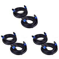 6 Pack 25 Ft Male Speakon to Speakon Cables, Professional 12 Gauge AWG Audio Cord DJ Speaker Cable Wire with Twist Lock