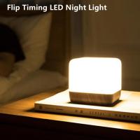 พลิก Timing LED ไฟกลางคืนโคมไฟสร้างสรรค์ประหยัดพลังงาน Nightlight ห้องนอนสำหรับบ้านประดับห้อง USB ชาร์จ Luminary