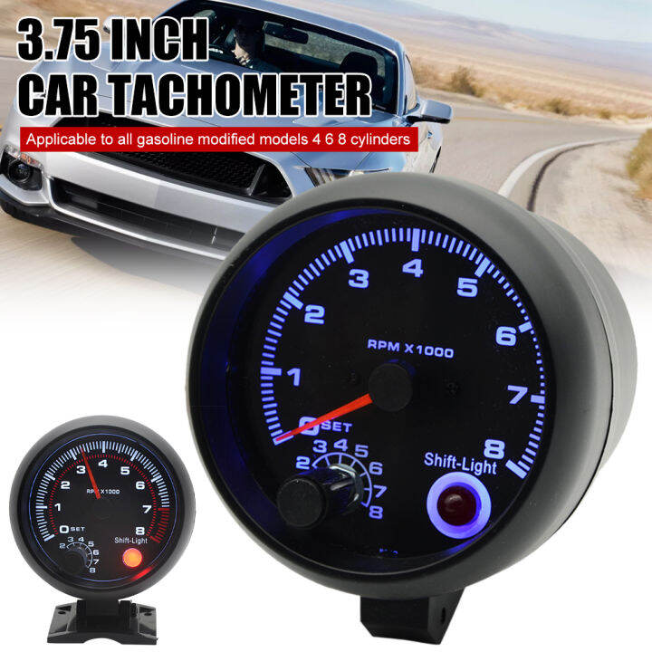 MB 3.75 inch Universal Car Tachometer 12V 0-8000 RPM Engine Speed Gauge ...