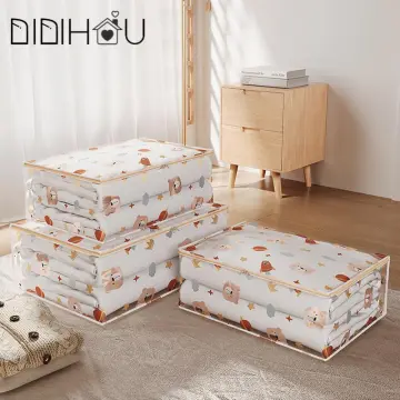 Clothes Storage Bag 84L Large Capacity Linen Duvet Storage Bag Breathable  Foldable Space Saving Luggage Bag for Quilt Blanket